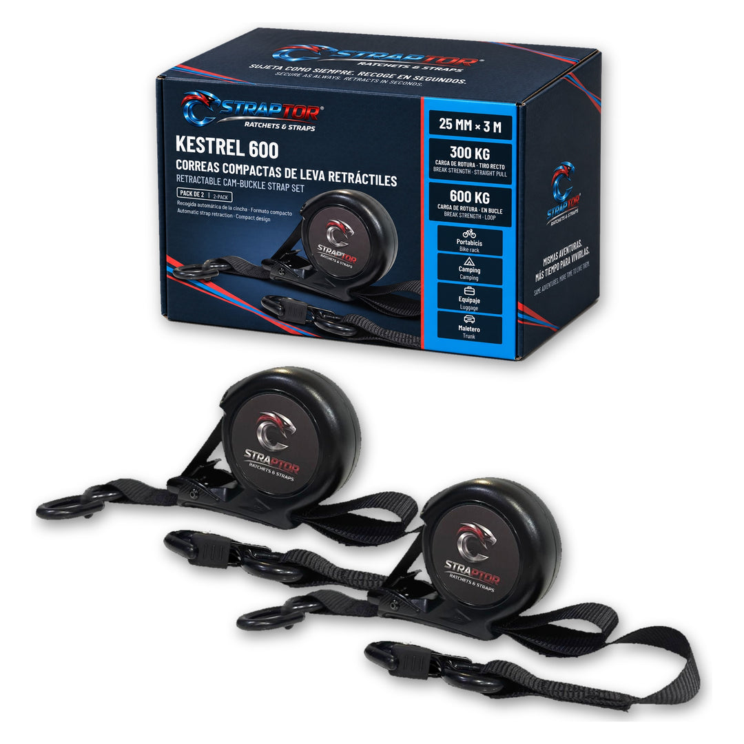 STRAPTOR Kestrel 600, pack de 2 correas compactas de recogida automática y contenido